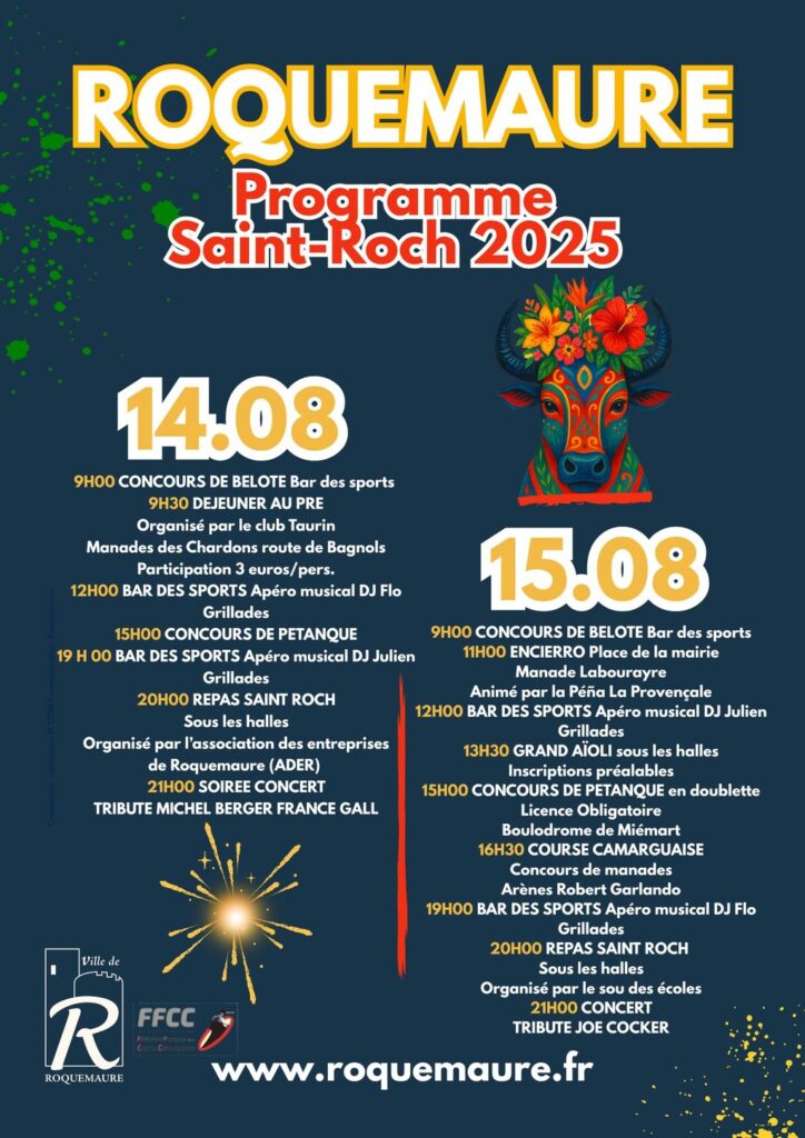 Programme Fête de la st Roch 2025 - 14 au 15/08/2025