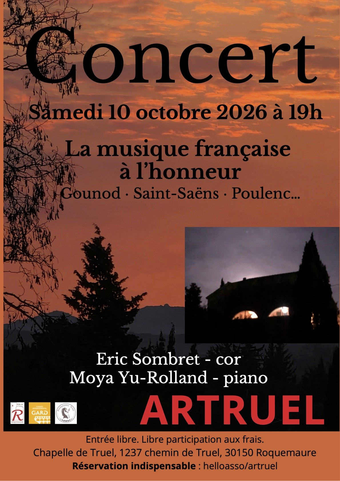 CONCERT : LA MUSIQUE FRANCAISE A L'HONNEUR Gounod, St Saens, Poulenc ...