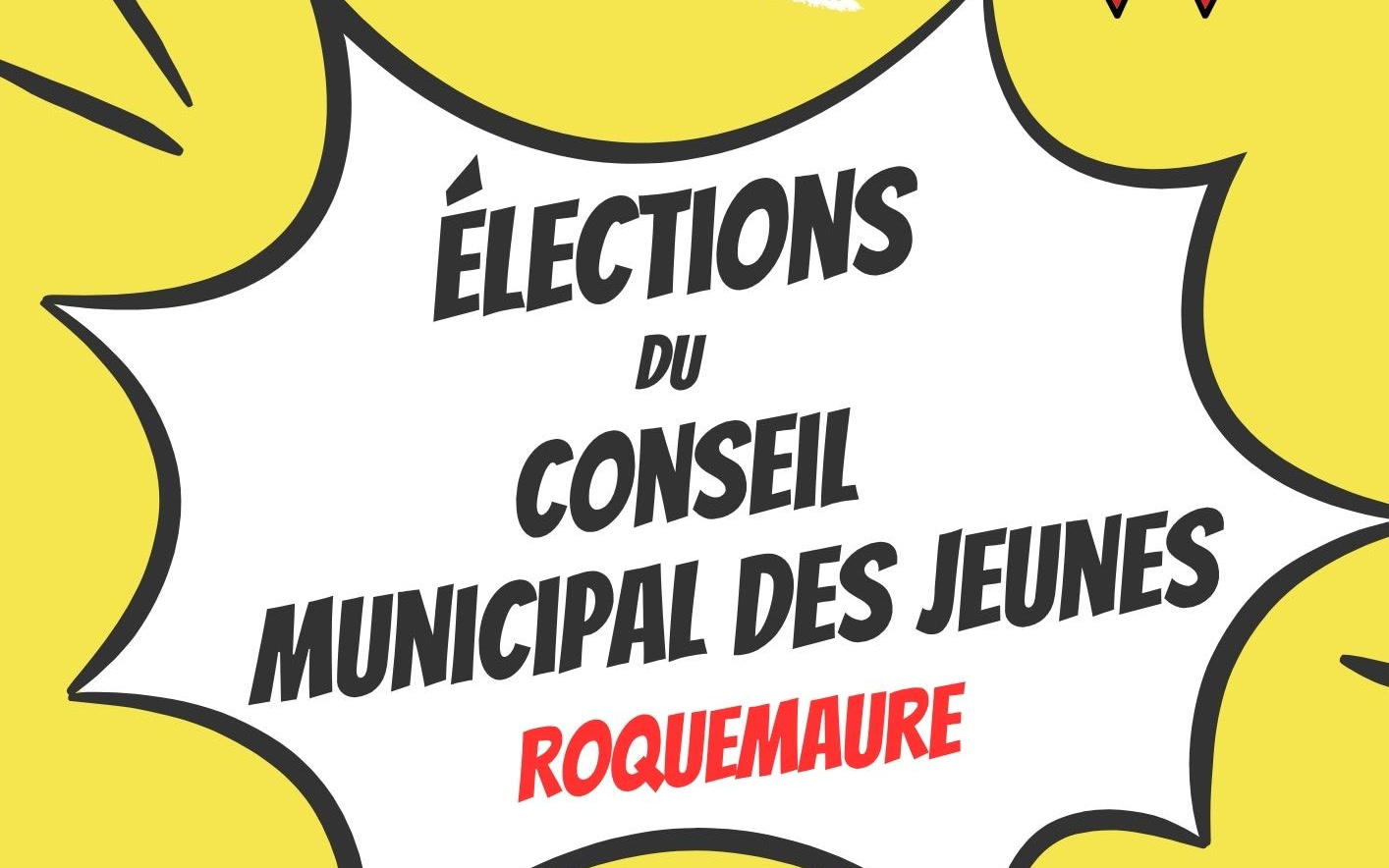 Affiche jaune : élections du conseil municipal des jeunes de Roquemaure