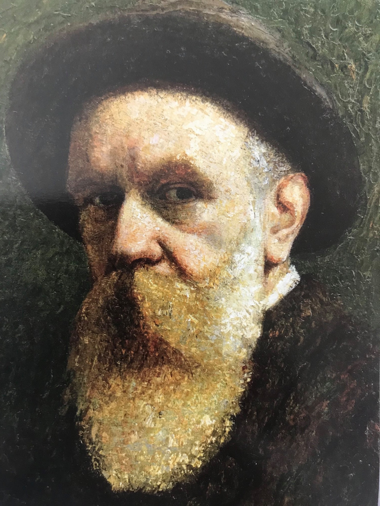 Portrait peint de Léon Colombier, barbe blanche et chapeau
